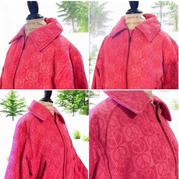 Urban outfitters winter jacket. Pink patterned peace signs all over. Gently worn - Picture 14 of 16